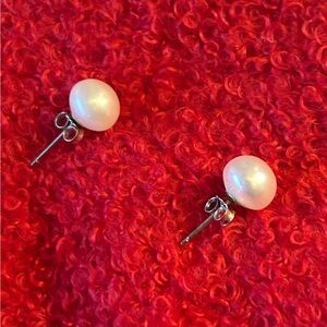 Classic White Pearl Stud Earrings - Women Jewelry